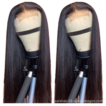 Natural Color Brazilian Straight Lace Front Human Hair Closure Wig For Black Women Virgin Cuticle Aligned 4X4 Lace Closure Wig